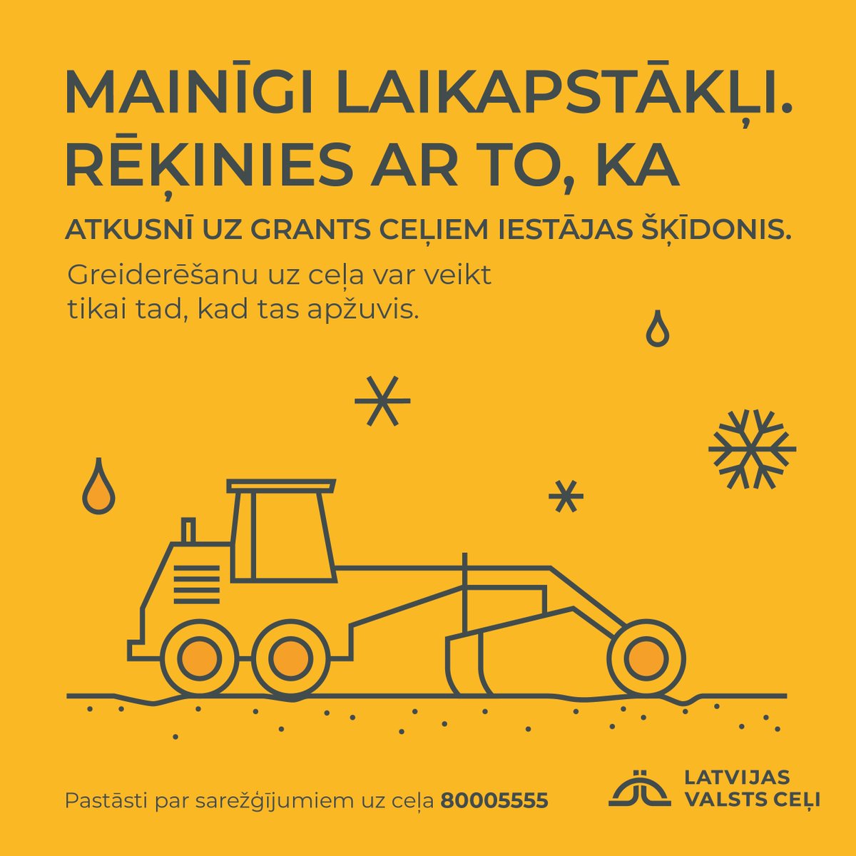 LVceli's tweet image. 🟡Janvārī greiderēšana veikta jau vairāk nekā 6000 km valsts autoceļu ar grants segumu.  ⛅️Uzlabot grants ceļu stāvokli, veicot uzturēšanas darbus, ir iespējams, kad grants segums apžuvis.  Patlaban sliktākie apstākļi uzturēšanas darbu veikšanai ir vietām Latgales reģionā, kur…