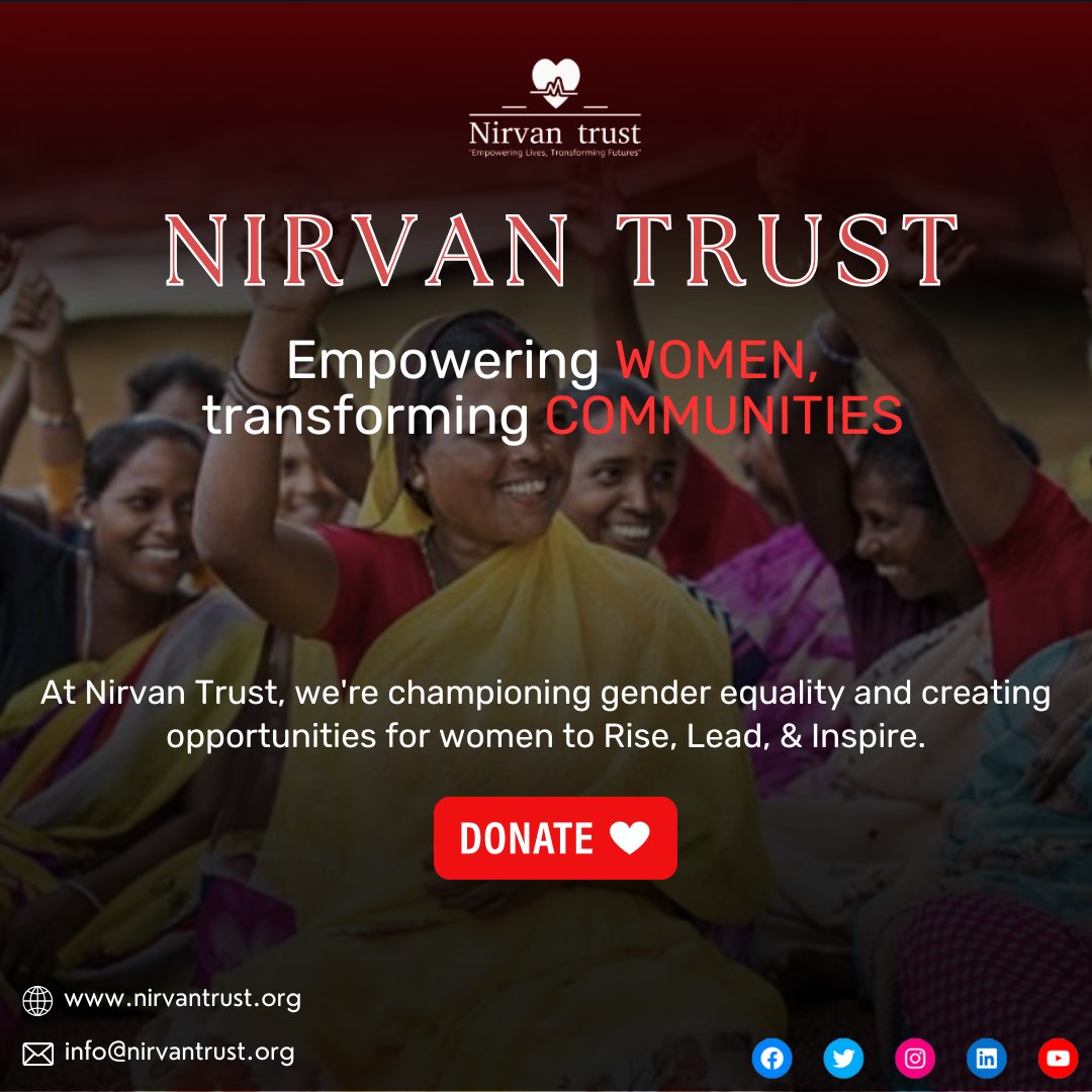 NirvanTrust's tweet photo. Empowering Women, Transforming Communities
At Nirvan Trust, we are dedicated to championing gender equality and creating opportunities for women to Rise, Lead, & Inspire.
👉 Learn more and support us at: https://t.co/WfVWrfelYw
#NirvanTrust #EmpoweringWomen #GenderEquality https://t.co/8urhuXRlfG