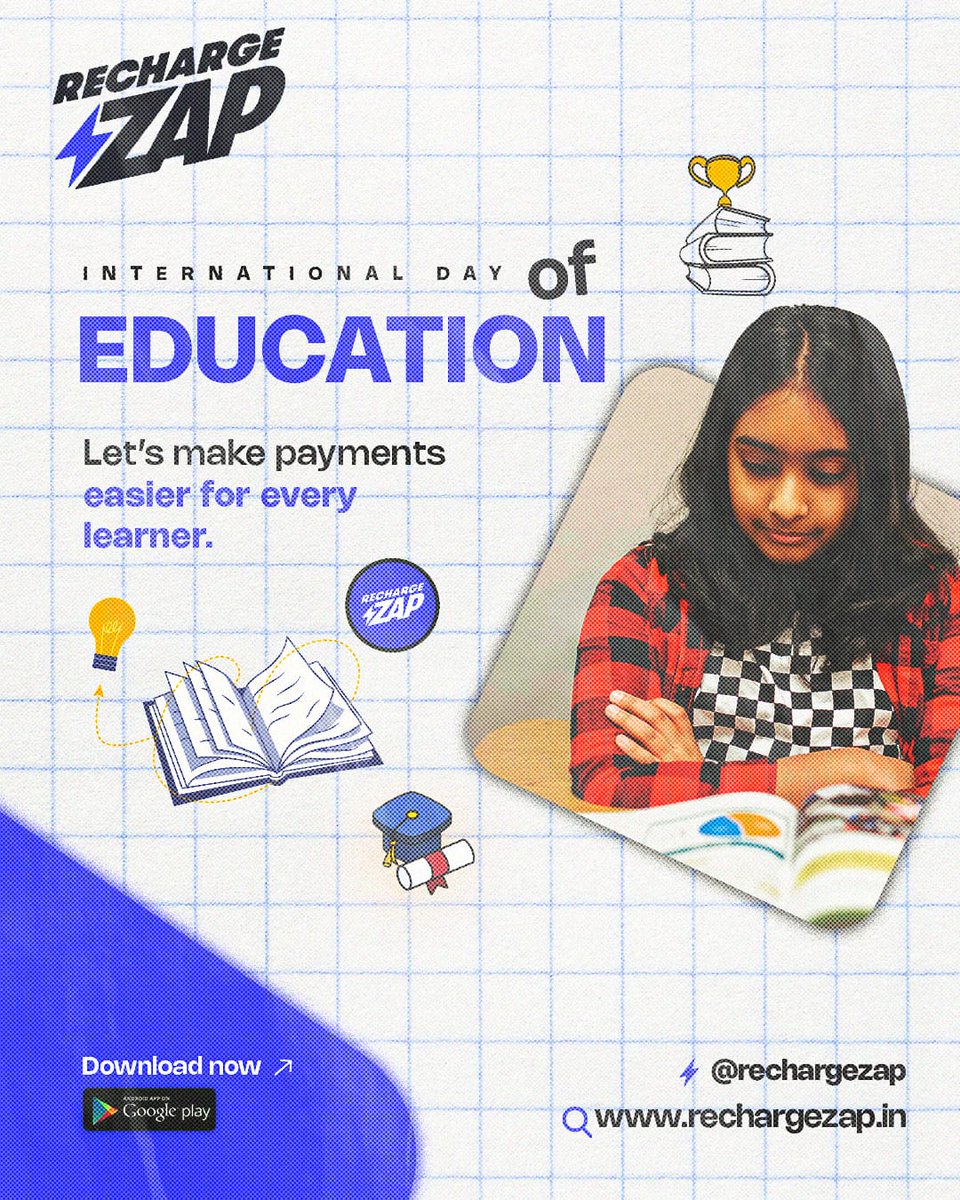 rechargezap's tweet photo. Celebrating the International Day of Education with #RechargeZap!
From tuition fees to subscription renewals, we’ve got your back to make payments hassle-free for every learner out there.
#InternationalDayOfEducation #EasyPayments #LearningMadeSimple #EmpoweringEducation https://t.co/pwmEJZiQaj