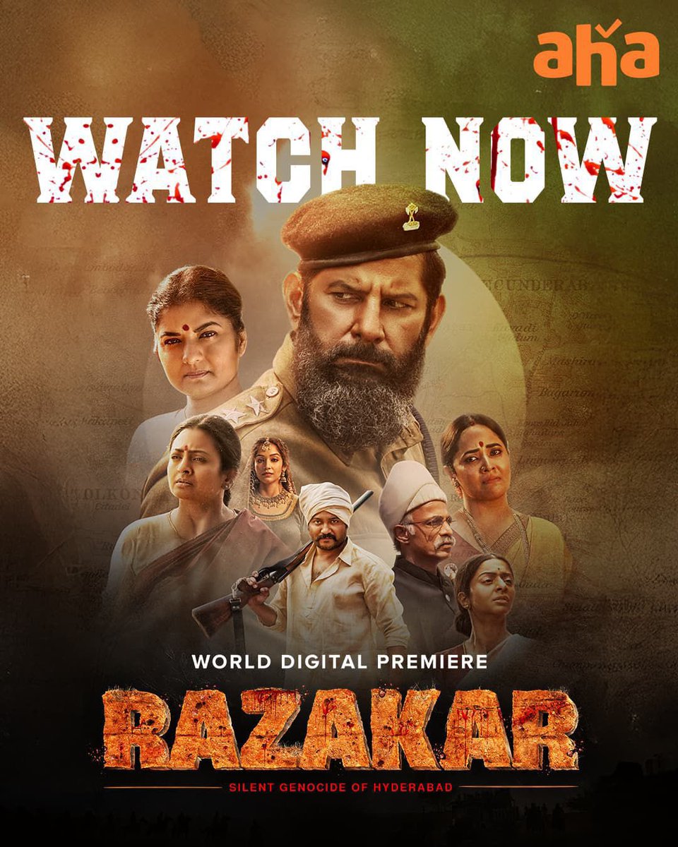 ursniresh's tweet photo. #Razakar Now Streaming on @ahavideoIN 

@yatasatya @actorsimha @vedhika4u @TheRajArjun #TejSapru @makaranddeshpa6 @anusuyakhasba @annusriya #AravChowdharry &amp; #ursniresh @GudurNarayana #BheemsCeciroleo @LyricsShyam @MohanaBhogaraju @RKushendar https://t.co/odMWQ1LlRt