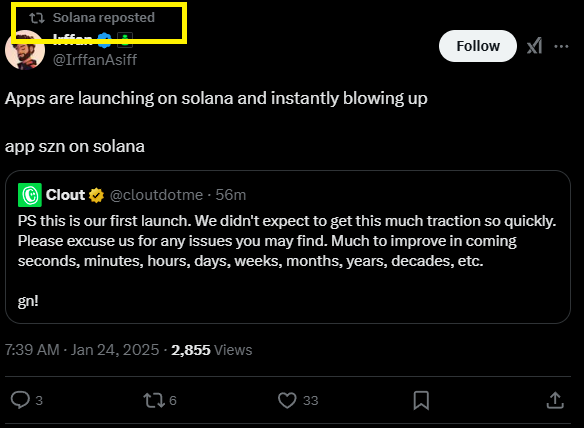 taojin1122's tweet image. 🚀 #PASTERNAK — Clout 平台首个代币上线！

🔥 创始人 Ben Pasternak 亲自推出，由 Solana 官方账号转发，可信度拉满！
这是 Clout 平台发布的第一个代币，早期机会，第一时间必上！

🎯 ca：Ey59PH7Z4BFU4HjyKnyMdWt5GGN76KazTAwQihoUXRnk

千万别错过这波 SocialFi 领域的风口！⚡
#Clout #Solana