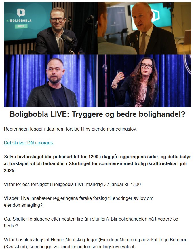 Forslag om ny lov om eiendomsmegling kommer ut i dag.  

Det skriver DN i dag: dn.no/eiendom/her-er…

Se boligbobla om temaet mandag 13.30 her: 
youtube.com/watch?v=L_NDlD…