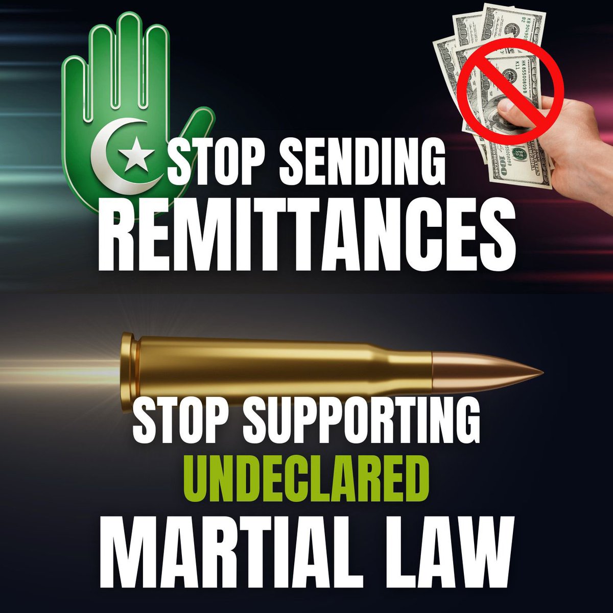 ایسے ظالمانہ مارشل لاء کا جس طرح بھی ممکن ہو بائیکاٹ کریں۔ 

#NoRightsNoRemittances