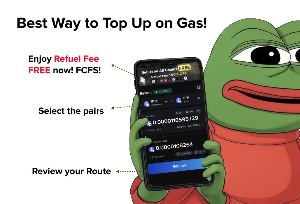 xyfinance's tweet image. 🚗💨 Stuck without gas tokens?

🔥 Try #Refuel!

✅ Cheapest way to top up gas
✅ Refuel Fee FREE now

👉 blog.xy.finance/refuel-fee-fre…