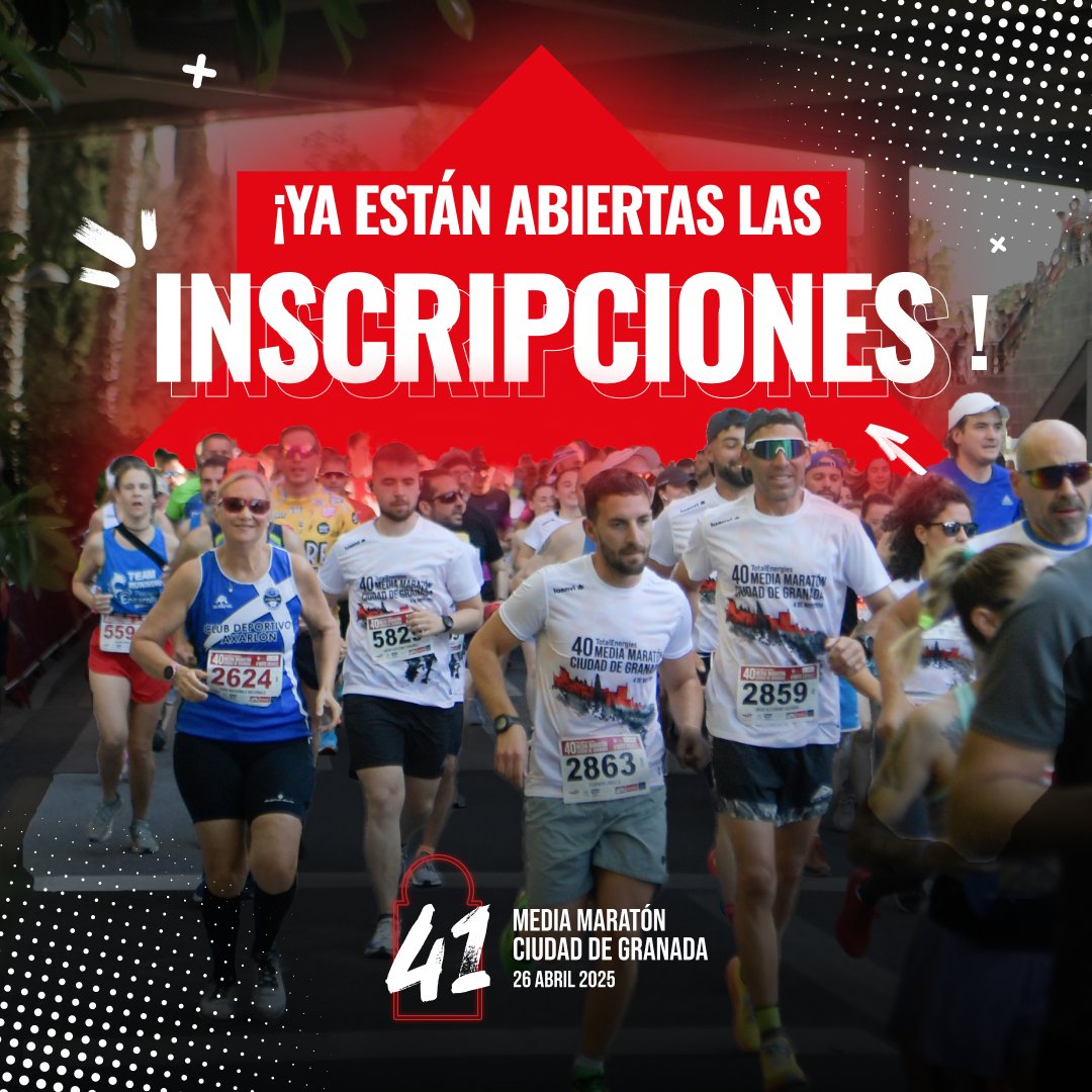 ¡Ya están abiertas las inscripciones!🤩

Si te gusta correr y quieres probar una Media Maratón, ¡es tu momento!

¡La carrera más bonita del mundo te espera!👇
mmgranada.es

<a href="/aytogr/">Ayuntamiento de Granada</a> <a href="/ConcejaliaDXTgr/">Concejalía Deportes Granada</a> 
#41mediamaratongranada #mediamaraton2025 #lacarreramasbonitadelmundo