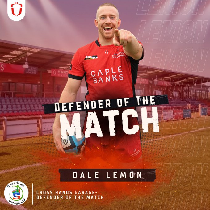 crosshands1975's tweet photo. CONGRATULATIONS TO DALE FOR WINNING DEFENDER OF THE MATCH @HartpuryRFC https://t.co/B5Bi1RvDFa