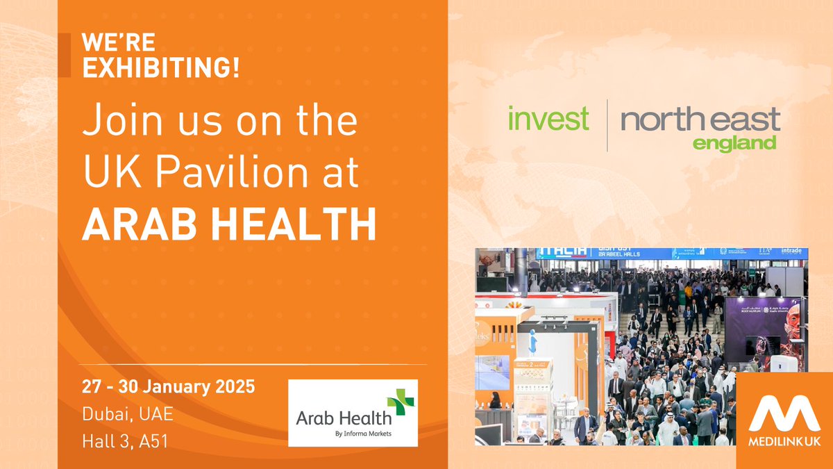 We’re thrilled to exhibit at #ArabHealth2025!  Visit our stand in Hall 3, A51 to discover why North East England is a global hub for healthcare innovation and investment. 

investnortheastengland.co.uk/sectors/life-s…

#investnortheast #medtech #healthcare #lifesciences @Arab_Health