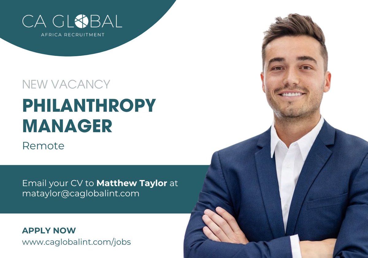 CAGlobal_Jobs's tweet image. 𝐑𝐞𝐦𝐨𝐭𝐞 𝐕𝐚𝐜𝐚𝐧𝐜𝐲! Philanthropy Manager

@CAGlobal_Jobs is recruiting for a skilled 𝐏𝐡𝐢𝐥𝐚𝐧𝐭𝐡𝐫𝐨𝐩𝐲 𝐌𝐚𝐧𝐚𝐠𝐞𝐫  for our client, a leading eye health Programme provider in the UK.

🔗 caglobalint.com/recruitmentafr…

#GlobalLeadership #SoftwareTraining #PublicHealth