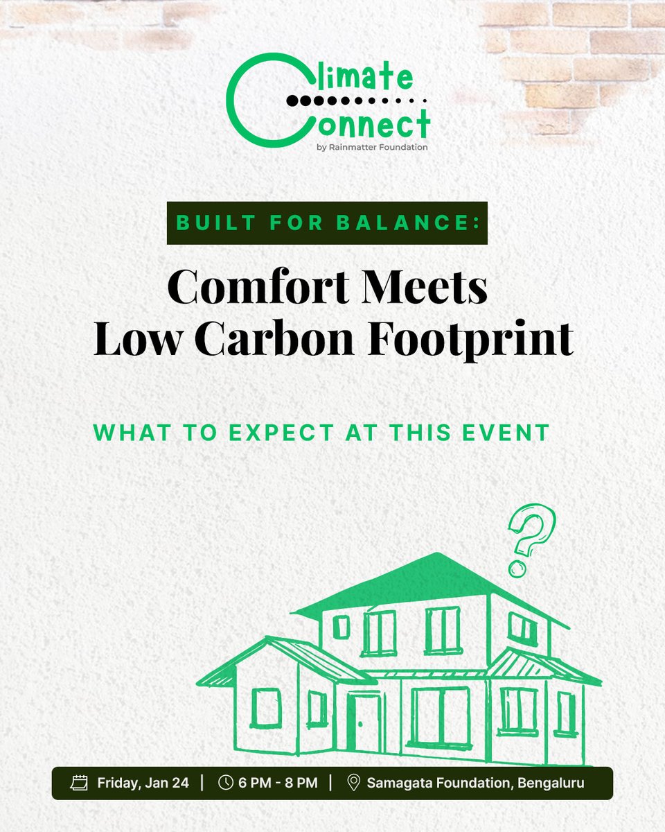 RainmatterOrg's tweet photo. How do we balance urban comfort with a low carbon footprint? 🏙️

At the inaugural event of #ClimateConnect, explore sustainable construction, gain insights, and connect with changemakers. https://t.co/WMtELZEvuv
