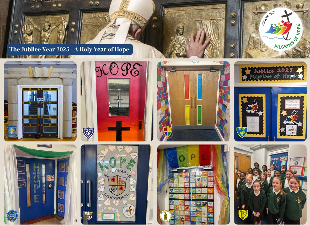 Today is the launch of the Jubilee Year in schools. Our schools all have their own Jubilee doors, here are just a few of them... For more information about events and activities in our Diocese visit:  Diocesan Year of Jubilee page: bit.ly/DHNjubilee2025