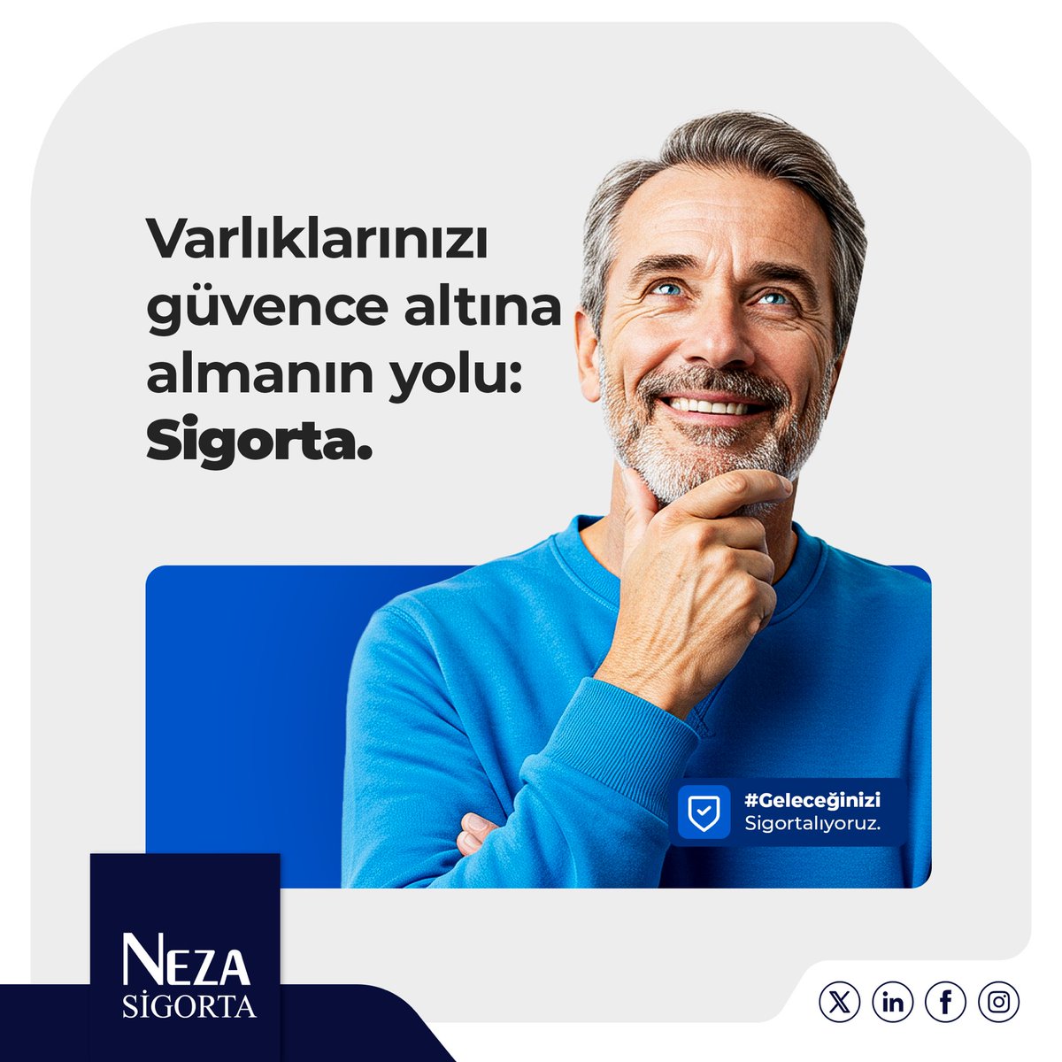 NezaSigorta's tweet photo. Sigorta, varlıklarınızı beklenmedik risklere karşı korumanın ve geleceğinizi güvence altına almanın en akıllıca yoludur. Evinizi, sağlığınız, işyerinizi ve diğer birikimlerinizi geniş kapsamlı teminatlar ile korur. 💙💫

#NezaSigorta #GeleceğiniziSigortalıyoruz #Sigorta #Poliçe https://t.co/EZy0BXZcaG