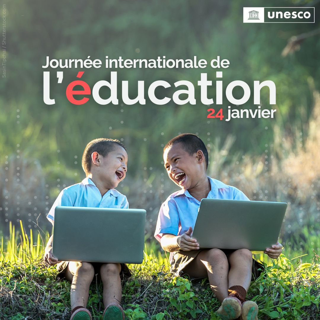 C'est la #JournéeDeLÉducation✏️

L'IA transforme l'éducation. Elle doit renforcer le potentiel humain sans le remplacer.

L’UNESCO appelle tout apprenant + acteur de l’éducation à gagner des compétences en IA en préservant la créativité &amp; l’action humaine unesco.org/fr/internation…