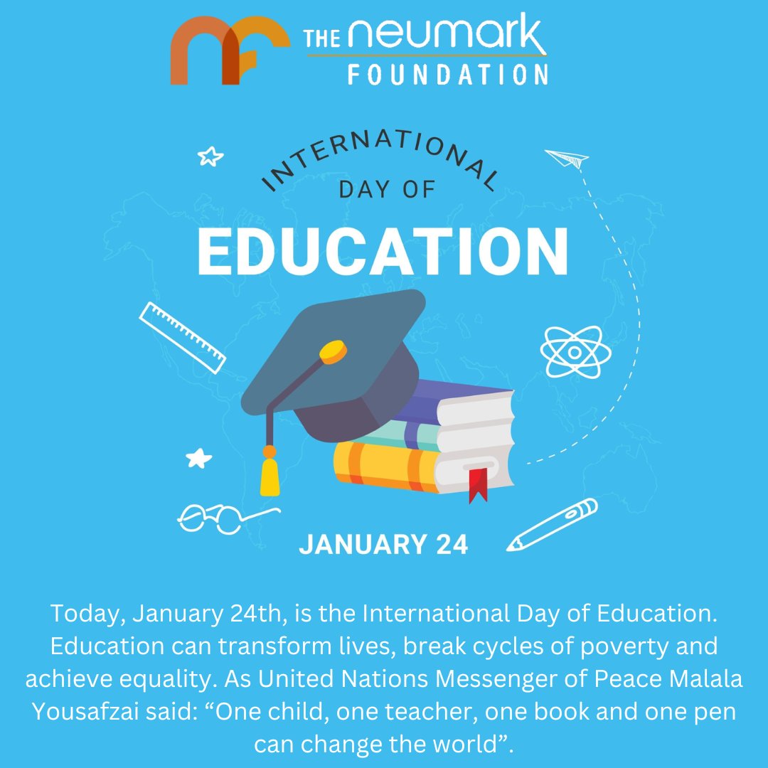 We are supporting International Day of Education 2025. Education can transform lives, break cycles of poverty and achieve equality. As United Nations Messenger of Peace Malala Yousafzai said: “One child, one teacher, one book and one pen can change the world”. #IDE2025