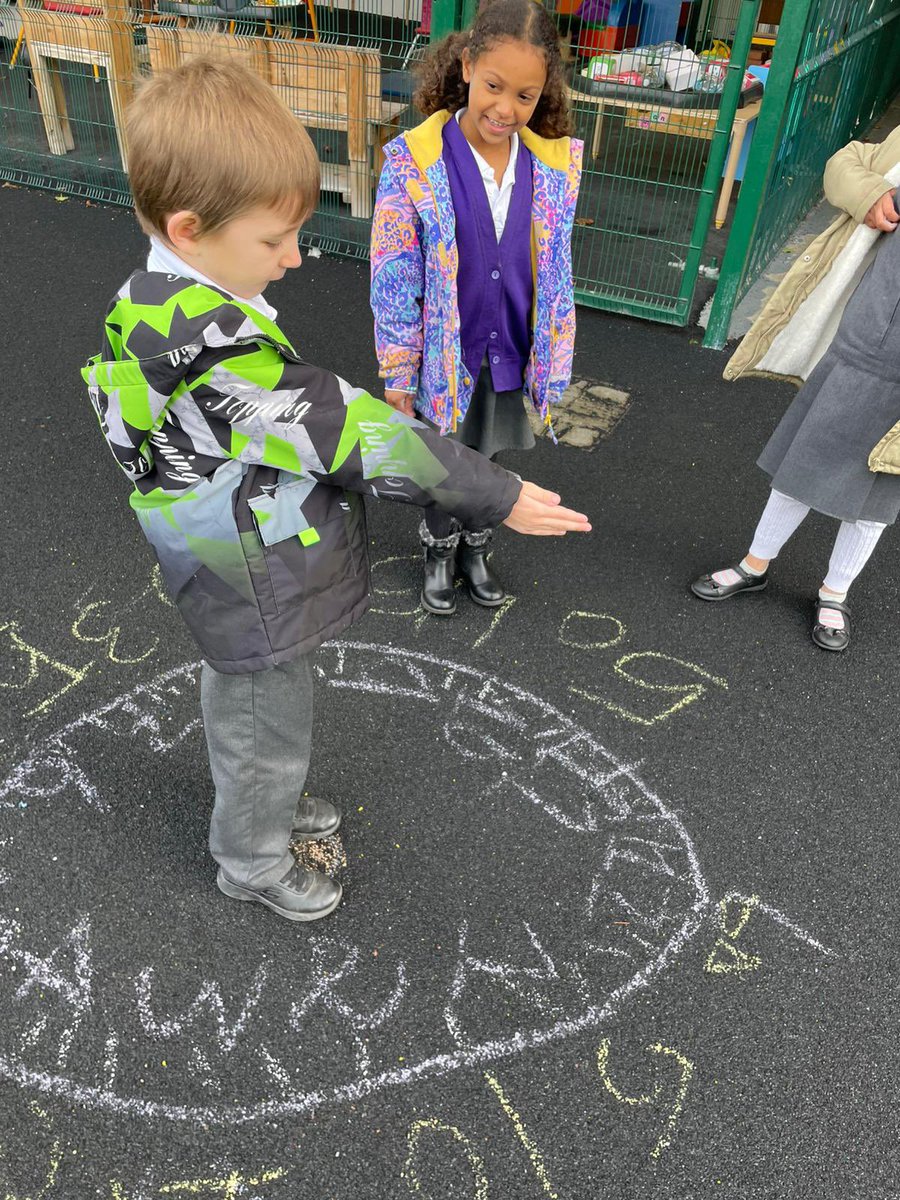 ParkAcad's tweet photo. Year 2 had an amazing time exploring clocks outdoors! ⏰ They created giant clocks on the ground and practiced telling the time in 5-minute intervals. Such a fun and active way to make learning come alive! #MathsOutdoors #TellingTime #ActiveLearning @thesteptrust https://t.co/cmd47391el