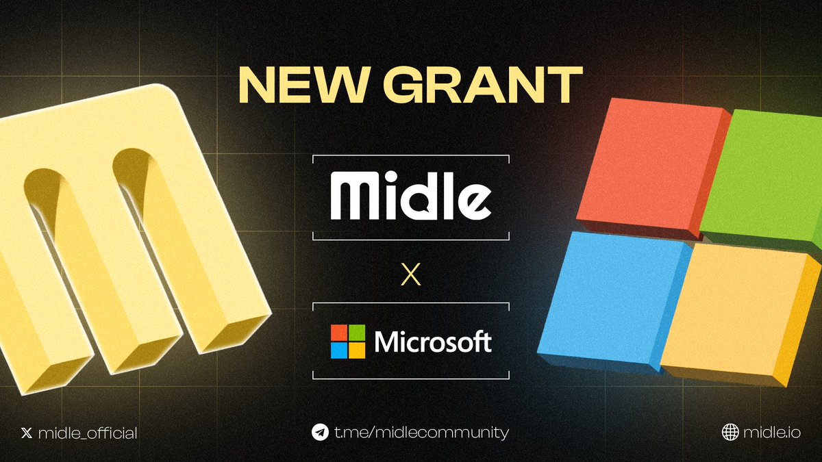 midle_official's tweet image. GRANTED BY MICROSOFT!

Midle has been accepted into the Microsoft Startup Founders Program. @msft4startups

Only giants walk with giants! LFG $MIDLE 🔥
