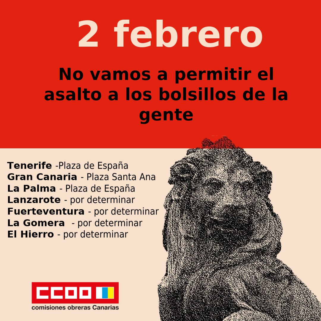 📢 Hemos convocado movilizaciones junto con UGT para el domingo 2 de febrero para rechazar la anulación de todas las medidas de protección social y financiación de la Seguridad Social.

✊ Llamamos a la ciudadanía a participar en estas movilizaciones.

➡️ ccoo.es/noticia:716218