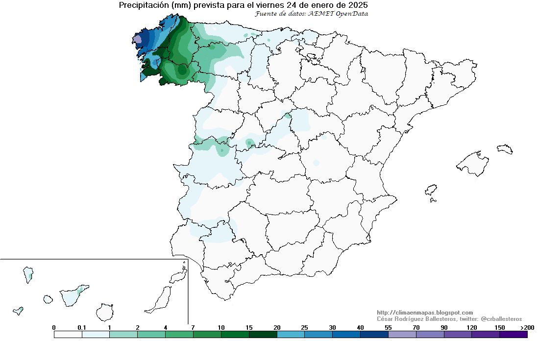 crballesteros's tweet photo. #ClimaEnMapas. Precipitación prevista para hoy y mañana, elaborada con la predicción horaria por municipios de #AemetOpenData
Más información en: https://t.co/Ybb01g4I18
Ahora estoy también en bluesky (@crballesteros) https://t.co/ze2ORY9aQ5