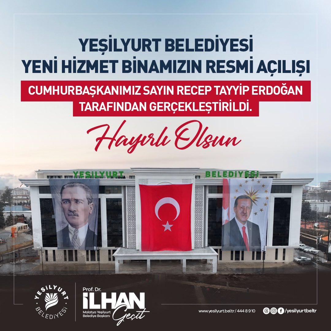 yesilyurtbeltr's tweet photo. Cumhurbaşkanımız Sayın Recep Tayyip Erdoğan’ın teşrifleri ile gerçekleştirilen toplu açılış töreninde, Yeni Belediye Hizmet Binamızın resmî açılışı gerçekleştirildi.

Malatya'mıza ve Yeşilyurt’umuza hayırlı olsun. https://t.co/RDbhmP91SX