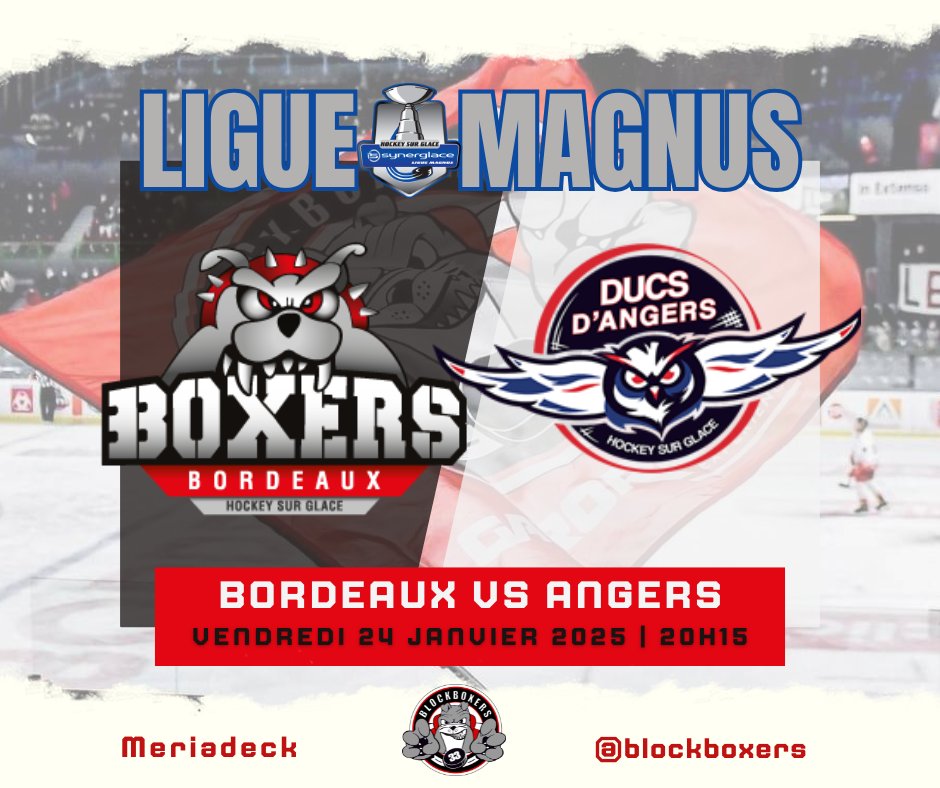 BlockBoxers's tweet photo. SLM | J37
Le décompte pour les play-offs est commencé ... Ce soir les @BoxersBordeaux reçoivent les @DucsdAngers pour une bataille au sommet ! Venez nombreux à Meriadeck 🔥🔥🔥🔴⚫️ https://t.co/vdUm1Yop95