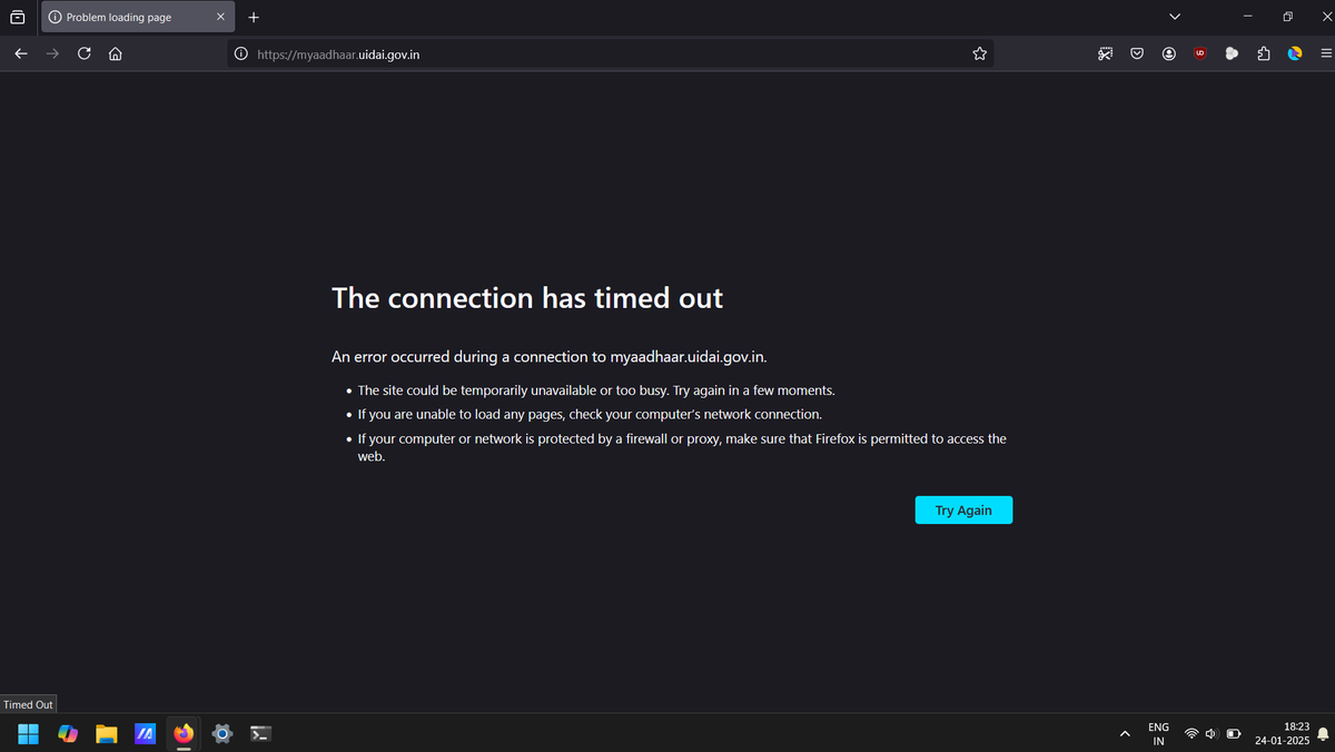 ArjunMenon's tweet photo. @UIDAI Hello, i am unable to access the myaadhaar portal. I have tried with multiple browsers, cleared cache, used different machines, networks, etc. Nothing works, it does not open. Kindly help on how to access this. https://t.co/2P7b029gvs
