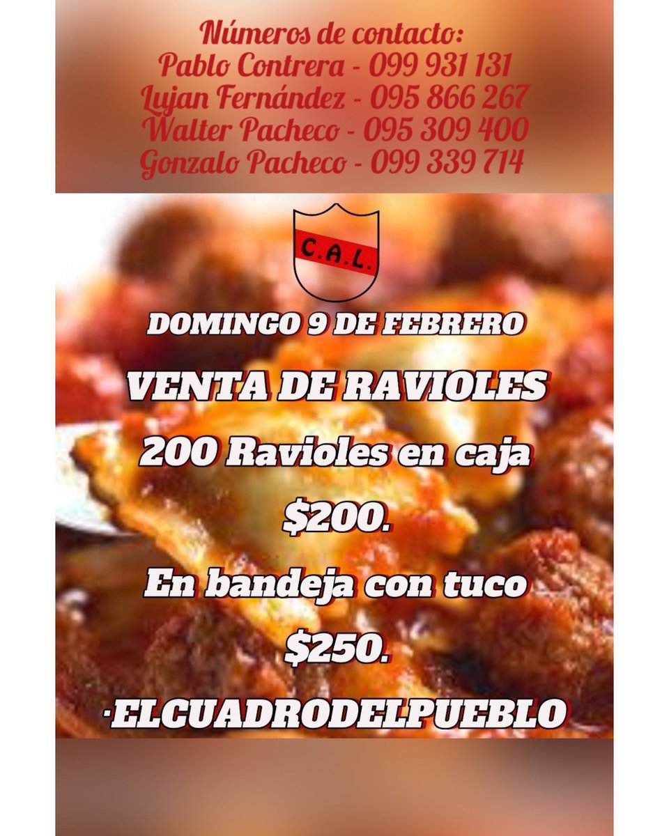 HACE TU PEDIDO Y COLABORA CON 
#ELCUADRODELPUEBLO
