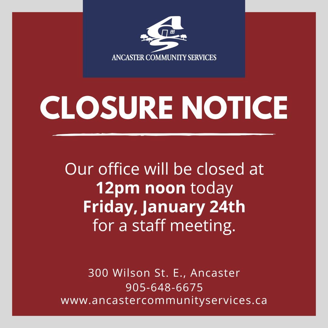 ⭐ Our office will be closing at 12pm noon today - Jan 24th - for a staff meeting. ⭐ Meals on Wheels will be delivered at the usual time. If you need to reach us after 12pm, you can leave us a message or send an email. We will reply as soon as we can.

buff.ly/4anBXTs