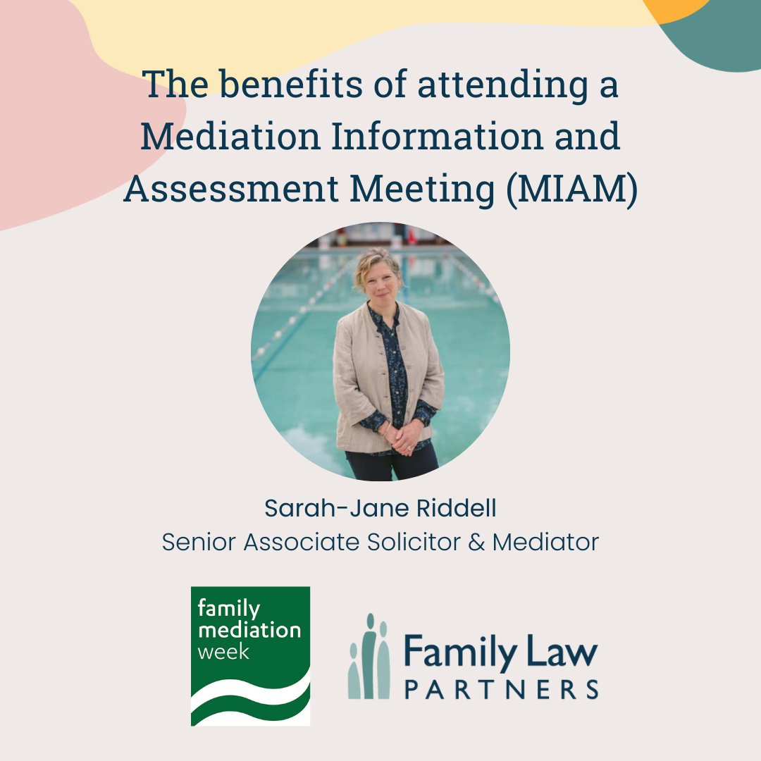 Next week is #FamilyMediationWeek. Our team are hosting a series of webinars with <a href="/FamMedCouncil/">Family Mediation Council</a>. On Monday, @SarahJaneR3 will be speaking on the topic of "The benefits of attending a MIAM".  Find the other webinars happening through the week here: familymediationcouncil.org.uk/family-mediati…