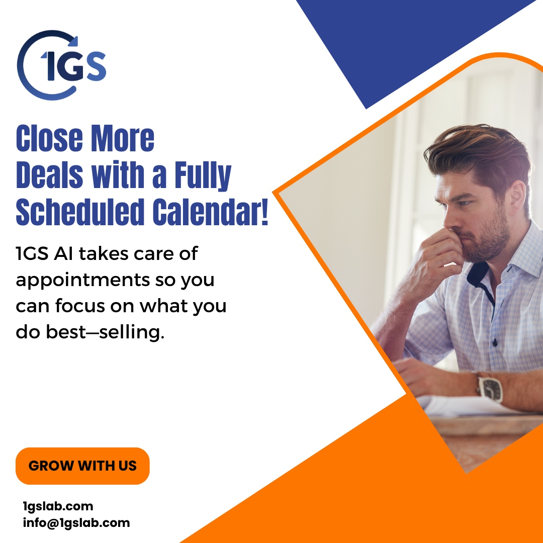 1gsagency's tweet photo. Free up your time and increase your sales with 1GS AI. 

Automatically schedule appointments, never miss an opportunity, and close deals faster than ever before. 

Ready to make your sales process seamless?
🔗 https://t.co/MbV8q8igHu

#1GS #DigitalMarketing https://t.co/4dD8gLMycb