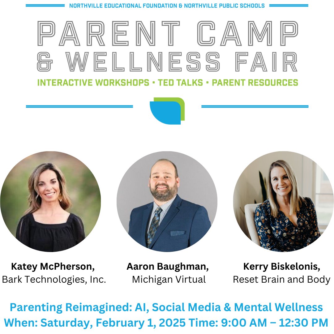🌟 Parent Camp &amp; Wellness Fair
Parenting Reimagined: AI, Social Media &amp; Mental Wellness with three inspiring TED Talk speakers:
✨ Katey McPherson – Bark Technologies, Inc.
✨ Aaron Baughman – Michigan Virtual
✨ Kerry Biskelonis – Reset Brain and Body
👉 supportnef.org/parent-camp