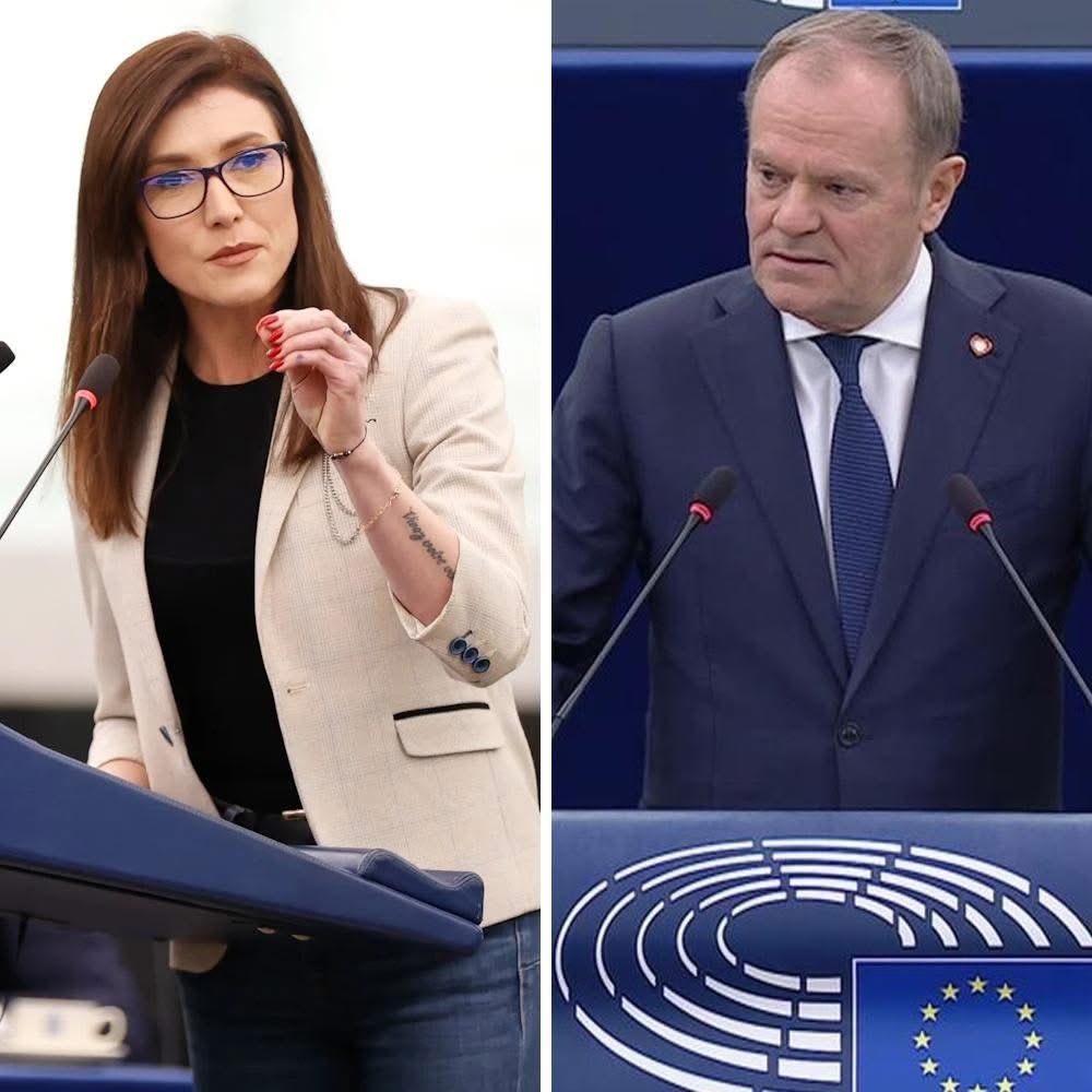 KONFEDERACJA_'s tweet photo. Co to było za wystąpienie, Donald Tusk nie zapomni go nigdy❗ 

@EwaZajaczkowska w Brukseli rzuciła mu prosto w twarz całą prawdę o jego hipokryzji i zakłamaniu❗ 👇

"Powiedzieć, że jest pan najgorszym premierem w historii Polski, to jakby nic nie powiedzieć.

Dlaczego? Dlatego, że w Polsce mówi pan, że Pakt Migracyjny powinien zostać odrzucony, a Zielony Ład zrewidowany. Tymczasem 11 grudnia 2024 roku zatwierdza pan w uzgodnieniach z Danią i Cyprem szybkie wdrożenie Paktu Migracyjnego i Zielonego Ładu. Jest pan wielkim przeciwnikiem imigracji, a w 2014 i 2015 roku razem z Angelą Merkel zaprasza pan imigrantów do Europy.

Za pana rządów powstał Nord Stream 2 i to pan był zwolennikiem resetu z Rosją, a teraz pan udaje wielkiego wroga Putina. Wreszcie, gdy był pan przewodniczącym Rady Europejskiej, nie zrobił pan dla Polski absolutnie nic. I jedyne co panu wyszło, to Wielka Brytania z Unii Europejskiej.

I tak się zastanawiam, czy ma pan chociaż jedną swoją prawdziwą twarz. Jest pan politykiem memem, z tą różnicą, że memy są zabawne, a pan jest niebezpieczny. I znając pana po polskiej prezydencji, chciałabym, żeby dał pan w Polsce święty spokój."
