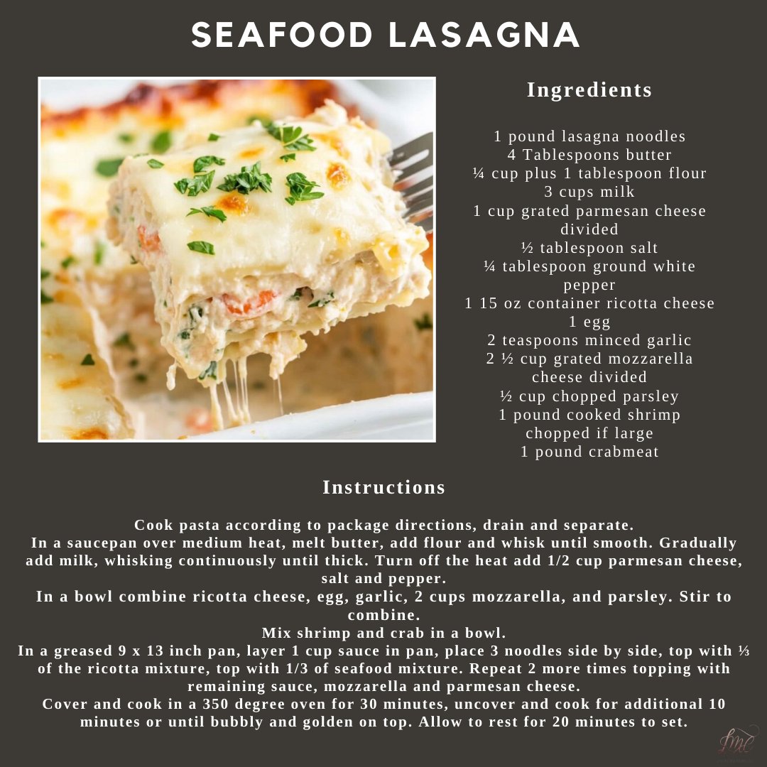 event_lmc's tweet image. Lasagna lovers, you're in for a treat! 🍝🍴🌊 Check out my latest Reel for a seafood lasagna recipe that's sure to hook you! 😍 #seafoodlasagna #lasagnalove #homemadewithlove #foodie #italiancuisine #seafoodlovers #fisherman #delish #nomnomnom #lmceventplanning