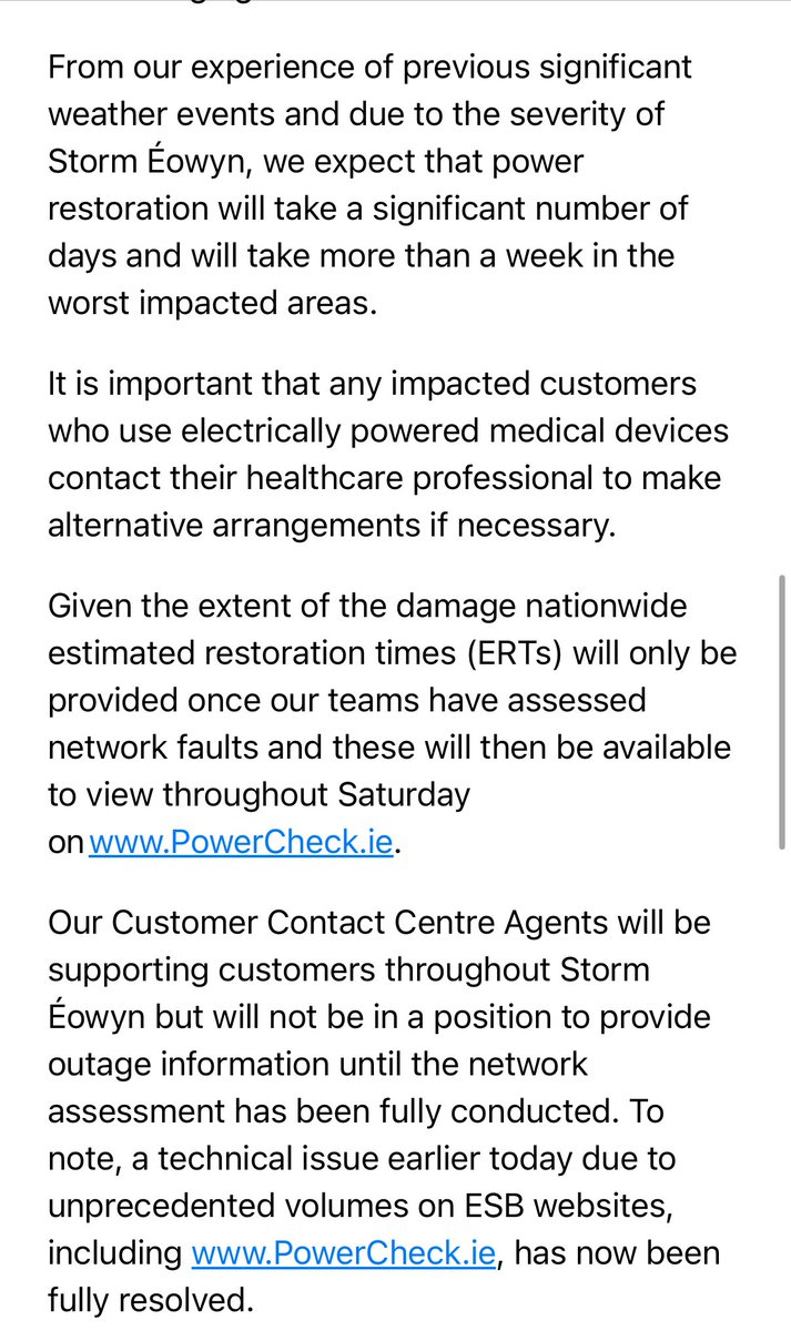 Carlow Weather (@carlowweather) on Twitter photo Latest update from <a href="/ESBNetworks/">ESB Networks</a> is 725,000 customers are without as of 12.30pm. #StormÉowyn Latest update from <a href="/ESBNetworks/">ESB Networks</a> is 725,000 customers are without as of 12.30pm. #StormÉowyn