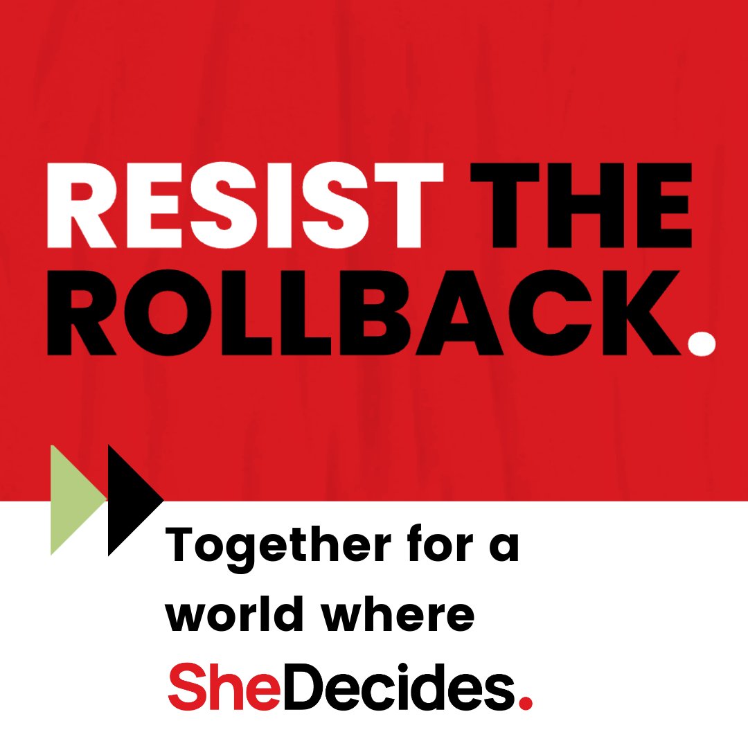 Together, as a powerful global movement, we
#ResistTheRollback on the right to decide &amp; will advance the progress built through the relentless efforts of our community.

So all women, girls &amp; young people, in all their diversity, can decide about their bodies, lives &amp; futures.