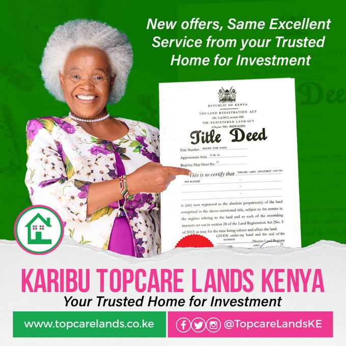 RealBecca254's tweet photo. Topcare lands your trusted  home for investment.
#excellence #invest #Topcarelands https://t.co/Jxvw4nITpL