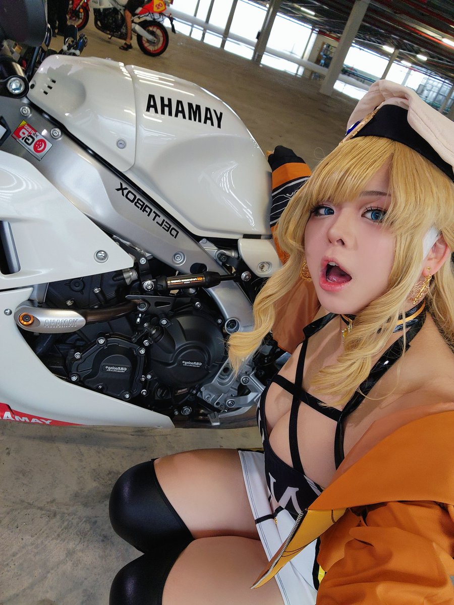 Lady Navia sometimes rides other people&#39;s cool bike - 
Wait no actually i only sat on it cuz i dont have the license for the big bikes yet www 
#navia #cosplay #GenshinImpact