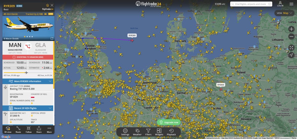 jamesblack1986's tweet image. Manchester to Glasgow diverted to Krakow. FFS