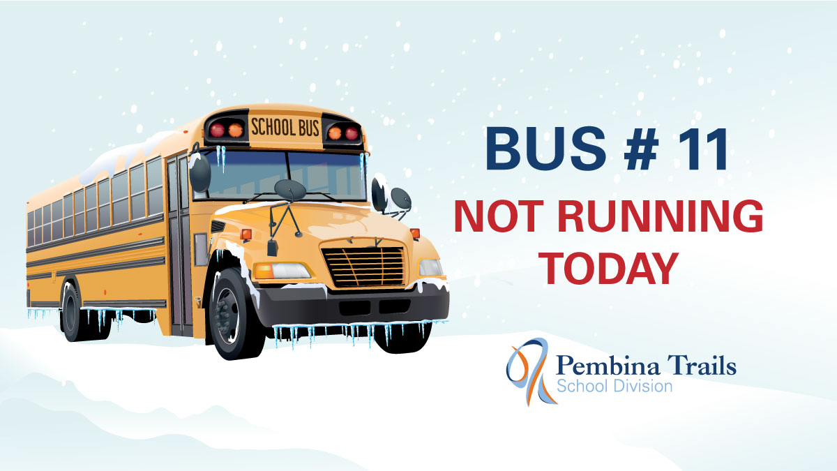 Pembina Trails SD (@pembinatrails) on Twitter photo Attention all <a href="/AcadiaJH/">Acadia Junior High</a> families who use bus #11:
Bus #11 will not be running today (Friday, Jan 24).
We apologize for this inconvenience. Attention all <a href="/AcadiaJH/">Acadia Junior High</a> families who use bus #11:
Bus #11 will not be running today (Friday, Jan 24).
We apologize for this inconvenience.