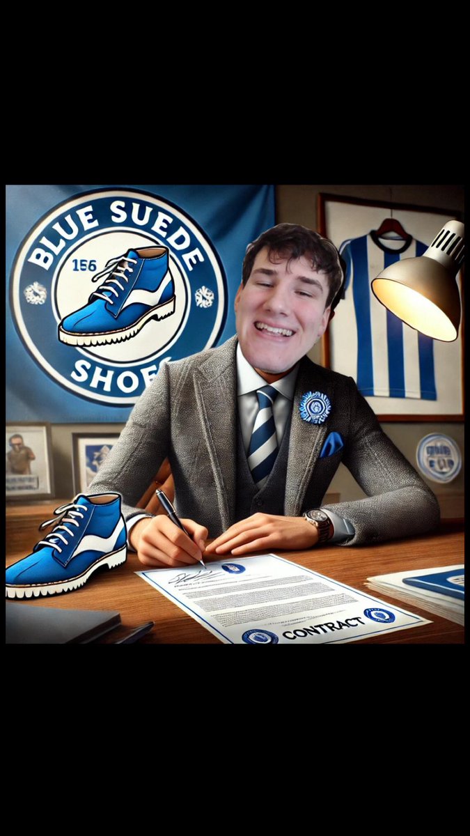 Blue Suede Shoes (@blueteampgde) on Twitter photo βπ» The Blue Suede Shoes are today delighted to announce the signing of <a href="/Mr_findlater/">Mr Findlater</a> on a 6-month contract.
π΅ Mr Findlater joins as Creative Director with secondary roles in social media management.
π Welcome to the Blue Suede Shoes
#StrathSportEd2025 βπ» The Blue Suede Shoes are today delighted to announce the signing of <a href="/Mr_findlater/">Mr Findlater</a> on a 6-month contract.
π΅ Mr Findlater joins as Creative Director with secondary roles in social media management.
π Welcome to the Blue Suede Shoes
#StrathSportEd2025