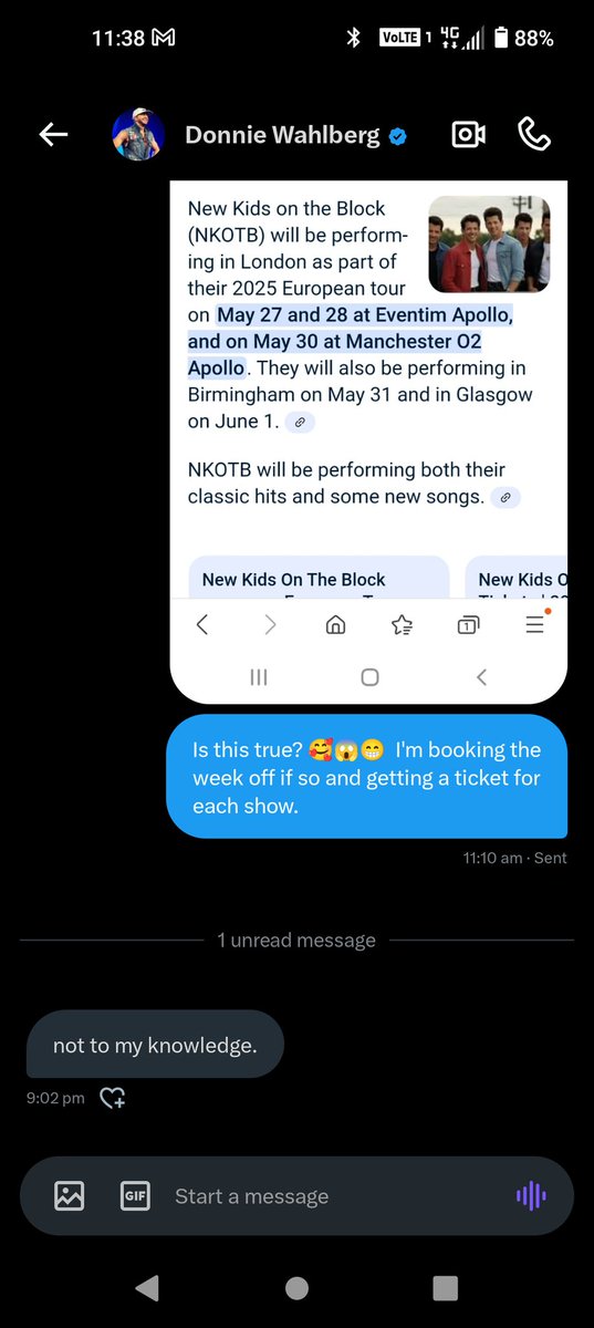 Stephanie Potts (@stephaniepotts1) on Twitter photo It's not happening in UK my fellow blockheads!🤖 Would you all be up for a meet up in May anyway, Manchester? #nkotb #nouktour <a href="/NKOTB/">New Kids on the Block</a> <a href="/DonnieWahlberg/">Donnie Wahlberg</a> It's not happening in UK my fellow blockheads!🤖 Would you all be up for a meet up in May anyway, Manchester? #nkotb #nouktour <a href="/NKOTB/">New Kids on the Block</a> <a href="/DonnieWahlberg/">Donnie Wahlberg</a>