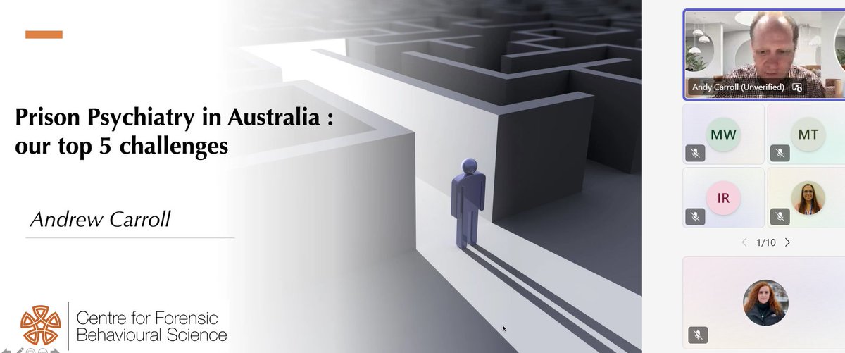 📢Our first guest speaker, Dr Andrew Carroll, Deputy Chief Psychiatrist from the Victorian Department of Health, explores 'Prison Psychiatry in Australia: Our Top Five Challenges'. This gives us an insight into how we can create an International Network to share ideas! #QNPMHS