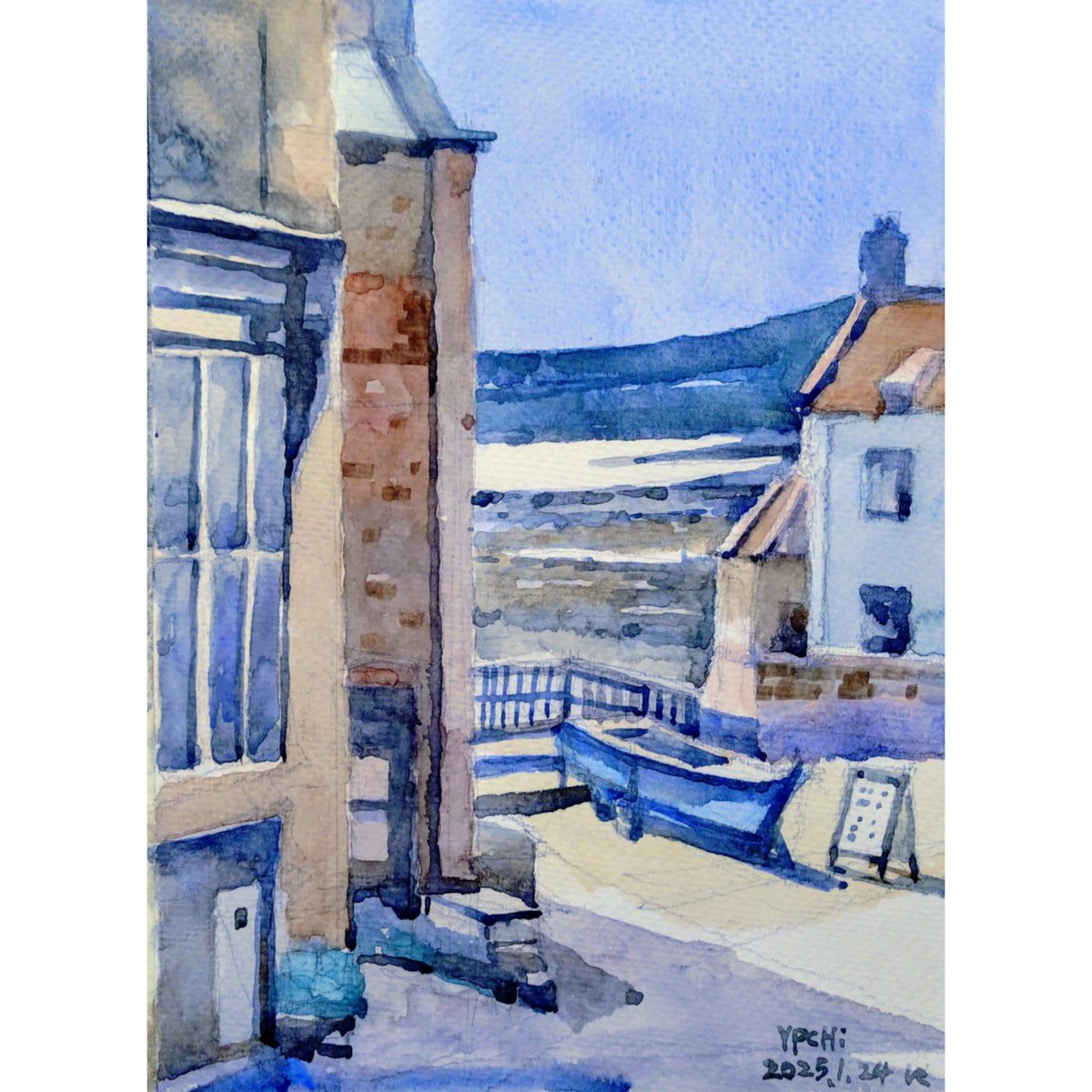 "Robin Hood's Bay and Beach",England
#watercolor
26*18cm