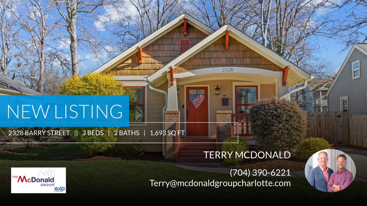McDonald_Group's tweet photo. 📍 New Listing 📍 Take a look at this fantastic new property that just hit the market located at 2328 Barry Street in Charlotte. Reach out here or at (704) 390-6221 for more information

The McDonald Group At EXP Realty LLC
C... https://t.co/4p8JYt47jG https://t.co/jOrg8V18sm