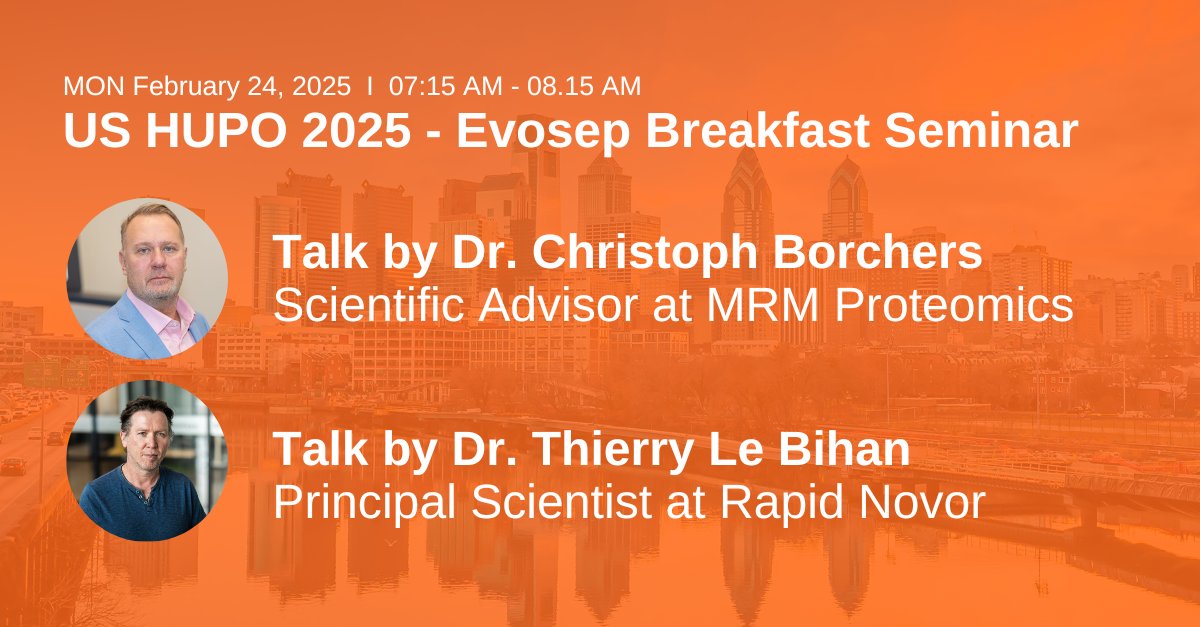 EvosepBio's tweet image. Join us for breakfast at @USHUPO next month in Philadelphia, Pennsylvania together with Dr. @ChrisHBorchers and Dr. Thierry Le Bihan. 
Secure your seat now by registering at evosep.com/ushupo2025
#proteomics #lcms #ushupo #teammassspec