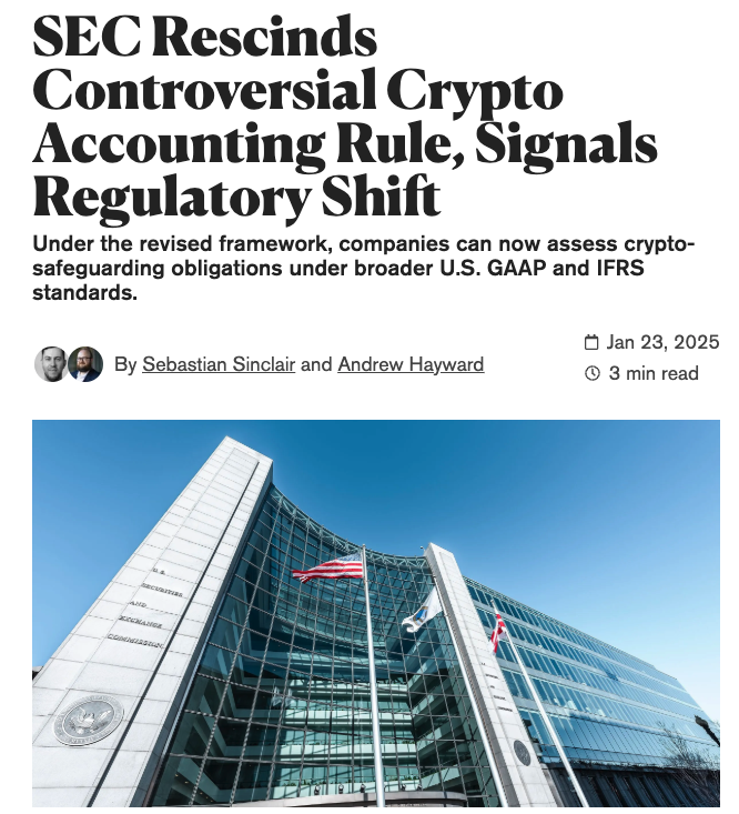 Tyler_Did_It's tweet photo. The Morning Minute (1.24)

⏰Top News:
-Crypto majors green, SOL and ETH lead
-Trump signs Crypto Exec Order to build regulatory framework & evaluation reserve 
-SEC repeals SAB121 as Banks express interest in crypto 
-Vitalik publishes blog aimed at making ETH the core focus of L1+L2 economy
-Crypto Czar David Sacks says memecoins and NFTs are collectibles, not securities

📰NFT Headlines:
-ETH NFT leaders were very red on the day following Azuki's ANIME airdrop; Punks even at 40 ETH, Pudgy -14% at 17.5, BAYC -7% at 13.9 ETH, Azuki -66% at 4 ETH
-Top movers included Abasho (+100%) and OnchainMonkey (+23%)
-BTC NFT leaders were mostly red; Bitcoin Puppets -6%, NodeMonkes 19%, OMB -5%, Quantum Cats +17%
-The Runes leaders were mixed; DOG +2% at $434M mc, PUPS -15% at $58M, BDC +10% at $36M
-The Yuga team fixed an 'issue' with the Punks marketplace allowing min bids to be surfaced, now with a 1 ETH threshold

💰 Token, Airdrop & Protocol Tracker
-The Azuki ANIME airdrop claim went live and has opened at $0.068 ($380M mc)
-Blast debuted its new mobile app, with 50% APY for USDC staking, and also opened its claim for BLAST for points/gold holders (BLAST -8% at $0.0067 and $165M mc)
-Wasabi opened up staking for VINE, the Solana memecoin runner of the day, as they continue to move deeper into meme staking and trading options
-NBA Top Shot launched a new Community Grants program to help fund meet ups and grow the community
-Thorchain's RUNE token falls 30% amidst reports the protocol is insolvent

🤖 AI x Crypto
-Overall market cap was up 1% to $14.4B on a roller coaster day
-Most leaders are mixed, trading within a 5% range: VIRTUAL (+3%), ai16z (-4%), FARTCOIN (+6%), AIXBT (+2%), ARC (-4%) and GRIFFAIN (-5%)
-Top movers include LIMBO (+100%), AIMONICA (+18%), KEKE (+20%) and HENLO (+15%)
-FARTCOIN reclaimed the top spot in mindshare;
-REKT saw the biggest jump in mindshare as the new RektAI agent begins to rollout more of its automated art creations and launched its first auction

-FartStrategy, a memecoin dedicated to buying Fartcoin a la MicroStrategy and Bitcoin, was featured by Bloomberg writer Matt Levine, causing it to spike to $40M
-Trump said America will be the world capital for AI and crypto
-OpenAI demo'd its AI Agent features for the first time yesterday with their first agent Operator
-KEKE debuted its genesis release piece in partnership with Fellowship

🌎 Macro Crypto and Web3
-Crypto majors are green this morning; BTC +3% at $105,300, ETH +6% at $3,400, SOL +9% at $266, XRP +4% at $3.19
-LDO (+19%), ONDO (+17%) & ENS (+10%) lead alts

-Morgan Stanley's CEO said the bank wants to get deeper into crypto by working with regulators to allow crypto transactions for their customers
-Crypto Czar David Sacks considers memecoins and NFTs as collectibles, as expressed during an interview on Fox Business
-Senator Cynthia Lummis was appointed as the chair of the Digital Assets Subcommittee
-Vitalik shared a post calling for L2 to to start supporting Ethereum and cement ETH as the primary asset of the "greater (L1 + L2) Ethereum economy"
-The Trump WLF team bought another $10M of ETH on the day

Memes
-Memecoin majors are mostly green; DOGE +4%, SHIBA +3%, TRUMP -3%, PEPE +7%, PENGU +5%, BONK +4%, FARTCOIN +6%
-A memecoin ALON named after the founder of Pump Fun ran from $1M to $200M in 20 minutes after an endorsement (now back to $50M)
-SAFEMOON was another memecoin runner of the night, soaring to $80M at peak within hours of launch, now back to $50M
-TOSHI was a huge winner on Base, pumping 73% to $235M after going live on Coinbase