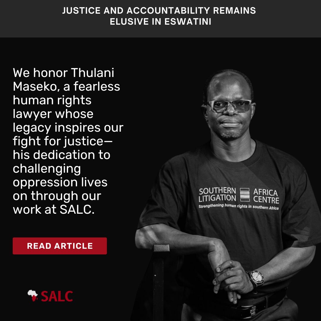 Over 2 years after the brutal assassination of human rights lawyer Thulani Maseko, justice remains out of reach. Despite government attacks and impunity, his legacy fuels the fight for accountability and truth. Read the article: tinyurl.com/37u7m65d