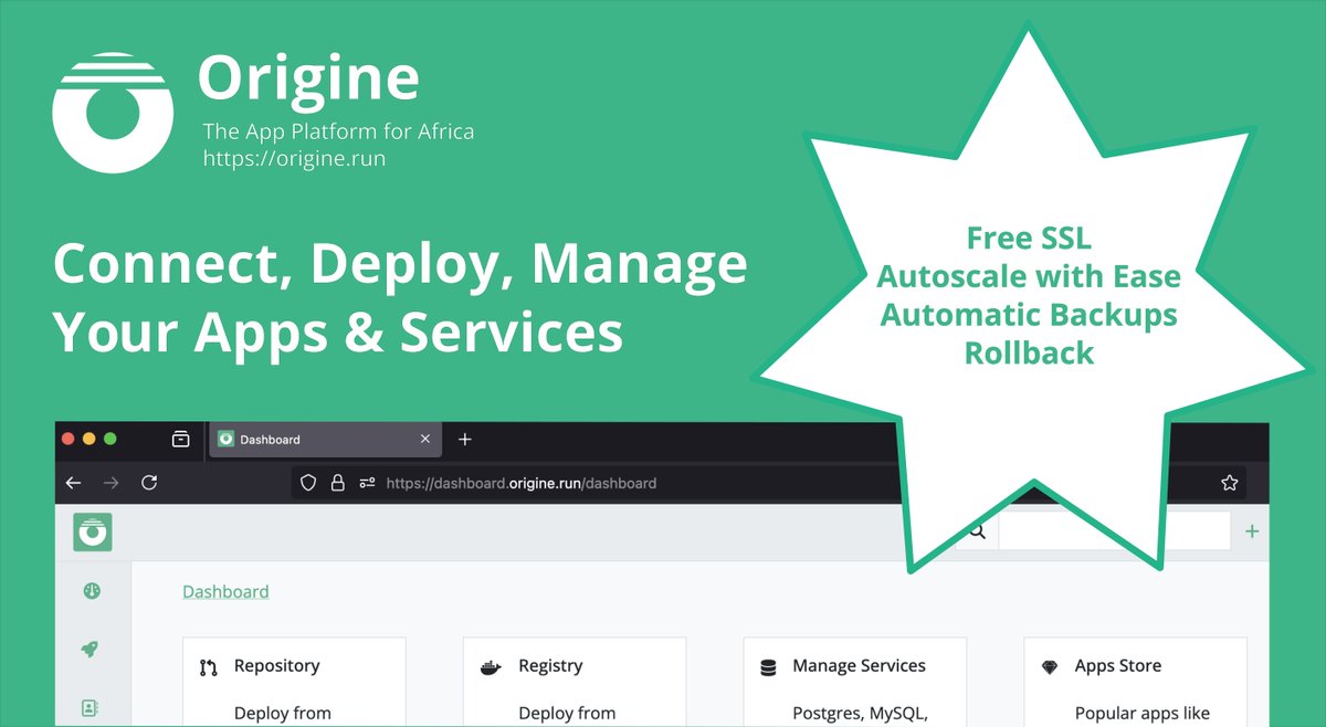 I’ve partnered with a company called Origine.

Their sole goal is to make developers lives easier by providing features like automating deployments directly from GitHub and dockerhub.

As well as managing services like SQL and NoSQL databases directly from one platform.

Visit🧵