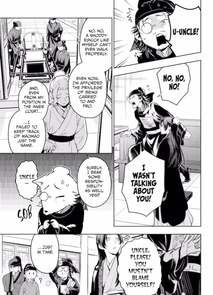 Yonaluvss's tweet image. The apothecary diaries chapter 78.2 spoilers

LMAO Lakan was stressing out when Luomen heard him talking about Jinshi being a eunuch and Luomen started teasing him to make him feel bad 😭