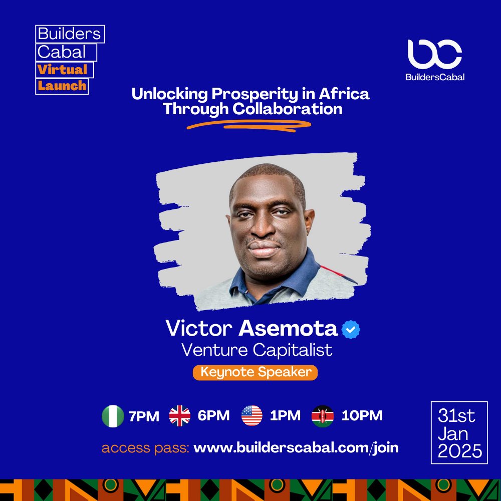 We’ve got a big announcement to make🎉
<a href="/asemota/">Osaretin Victor Asemota</a> (BIG CHIEF) is coming to our Virtual Launch next week Friday. He will delivering the keynote speech 

This event is EXCLUSIVE to community members. 

Get a pass 👉 builderscabal.com/join