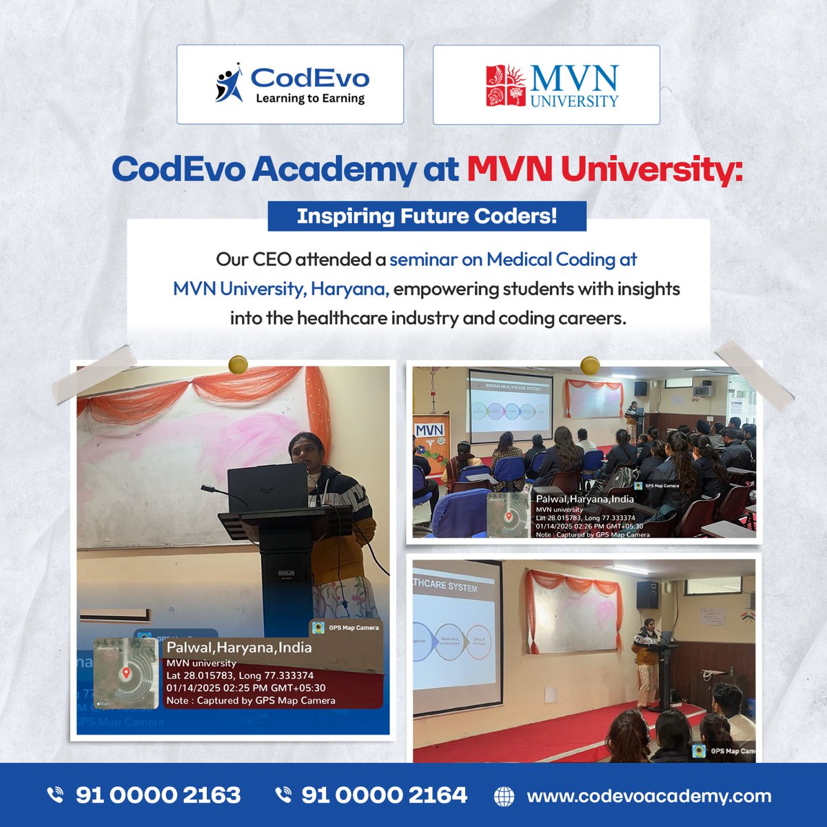codevoacademy's tweet image. Our CEO recently inspired future healthcare coders at a Medical Coding Seminar hosted by MVN University.
📞 Call: +91 91 0000 2163 
#MedicalCodingTraining #CodevoAcademy