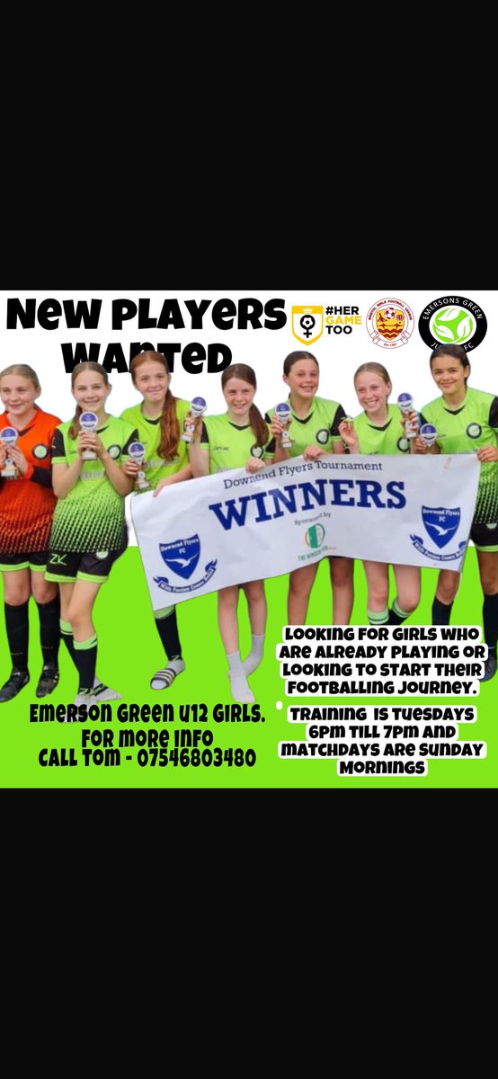 VAUGHAN DOG (@thomasvaughan1) on Twitter photo Emerson’s Green U12 girls (school year 7) looking for a few new players- currently in div2 9v9. If interested give me a shout.
If you can share it even better.
<a href="/bsoccerworld/">Bristol Soccerworld</a> Emerson’s Green U12 girls (school year 7) looking for a few new players- currently in div2 9v9. If interested give me a shout.
If you can share it even better.
<a href="/bsoccerworld/">Bristol Soccerworld</a>